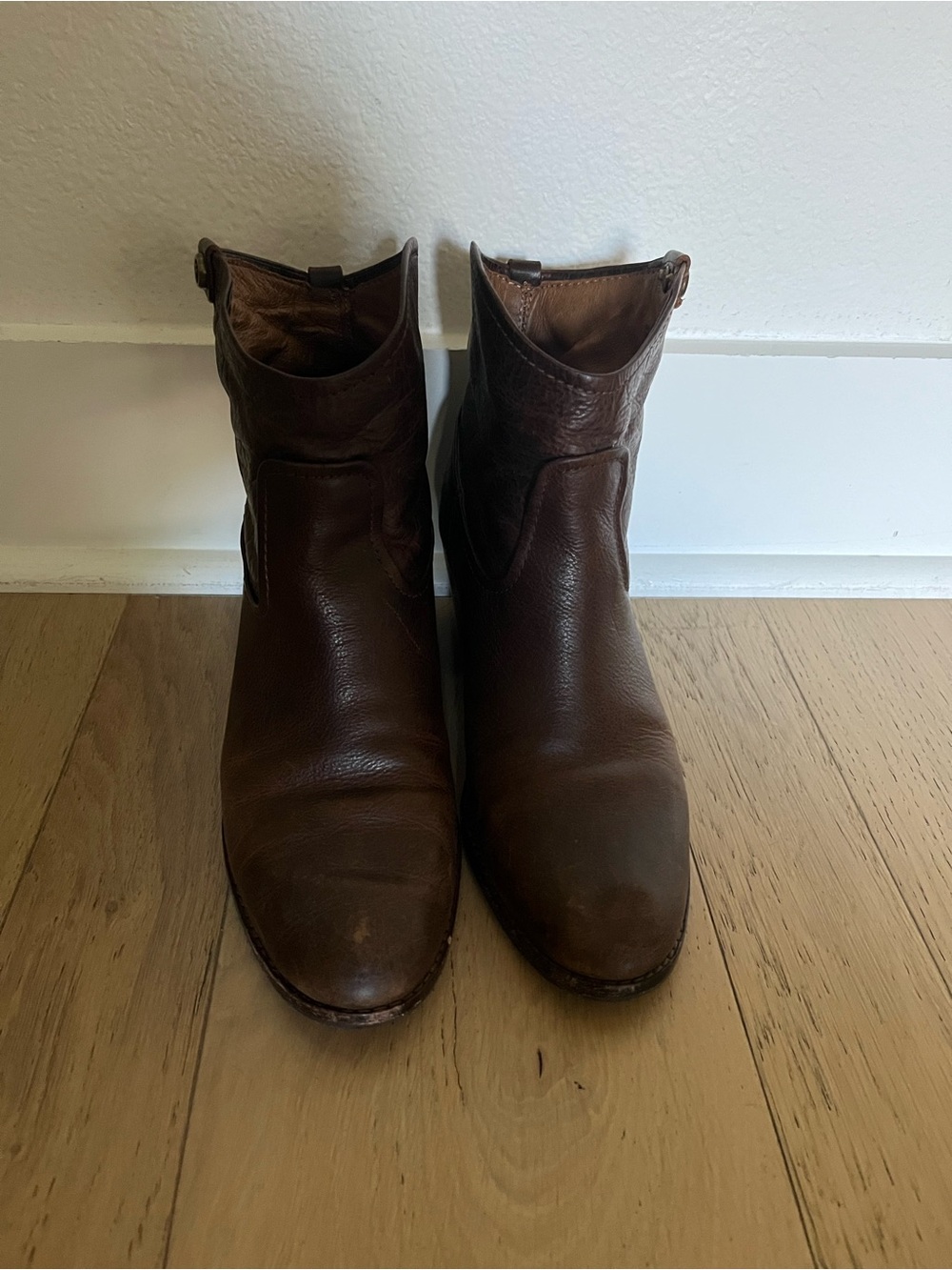 Frye brown heeled ankle boots